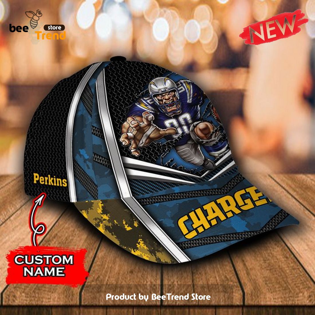 Los Angeles Chargers Personalized Name And Number NFL 3D Baseball