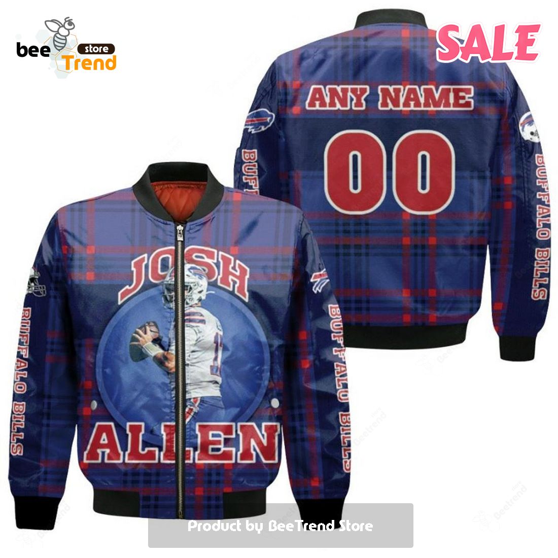 SALE] Personalized Josh Allen Buffalo Bills Custom Name Number Bomber Jacket  – Navy - Beetrendstore Store