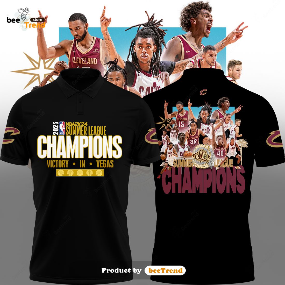 Cleveland Cavaliers Champions Summer League Black Polo - Beetrendstore Store