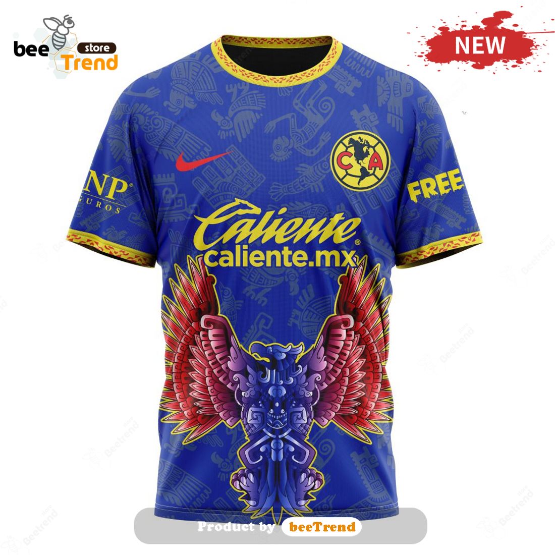 LIGA MX Club America 2023 - 2024 Home Aztec Design Polo Shirt