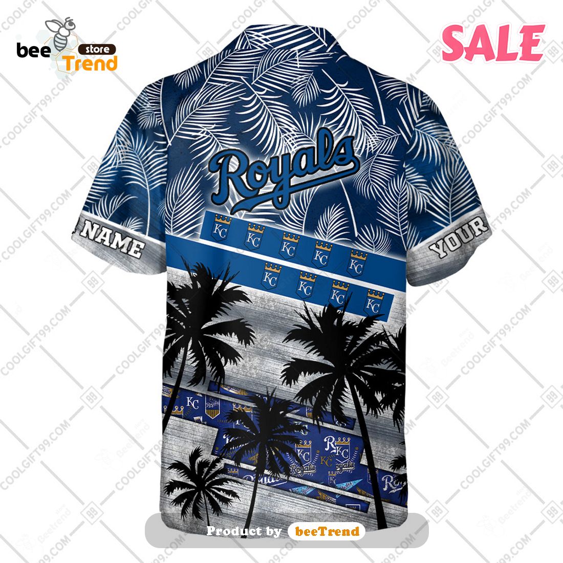MLB Kansas City Royals Custom Name Number Style Hawaiian Shirt