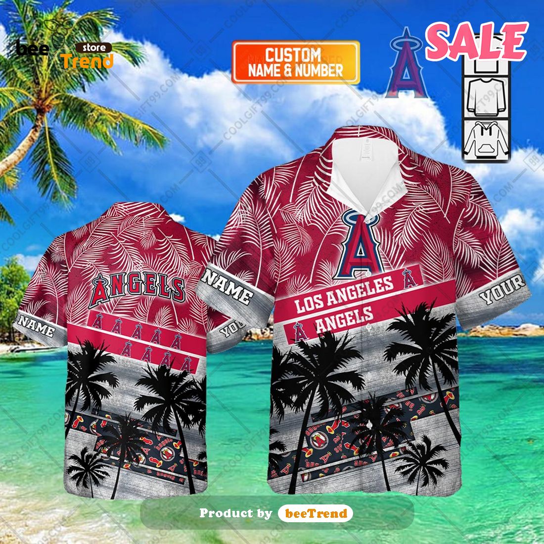 Best Selling Product] Los Angeles Angels MLB Palm Tree Pattern Full Print Hawaiian  Shirt