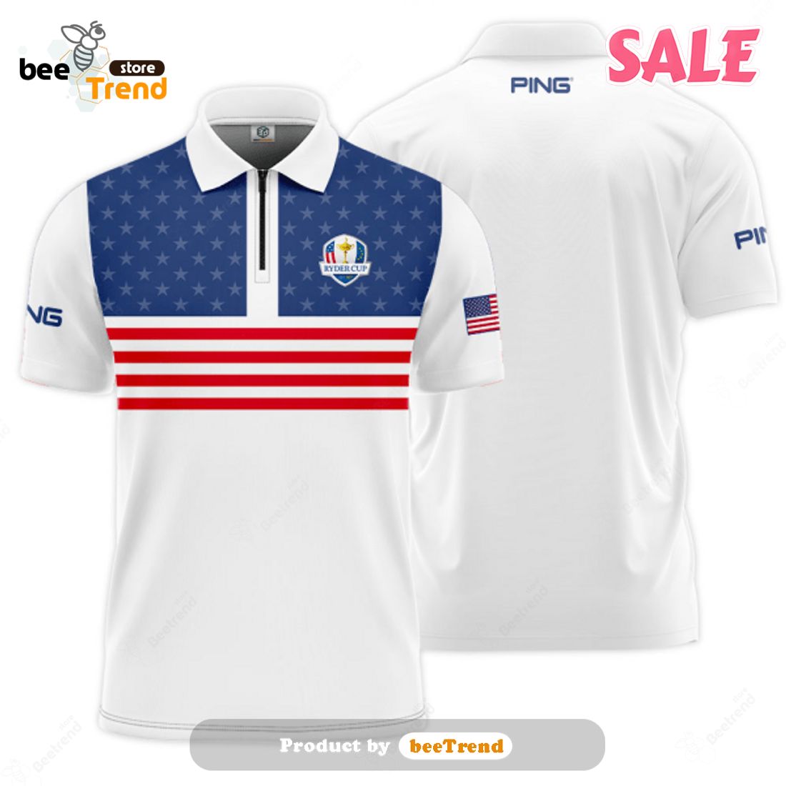 SALE] Ryder Cup x PING 3D Apparels Stars Lines White Polo Shirt -  Beetrendstore Store