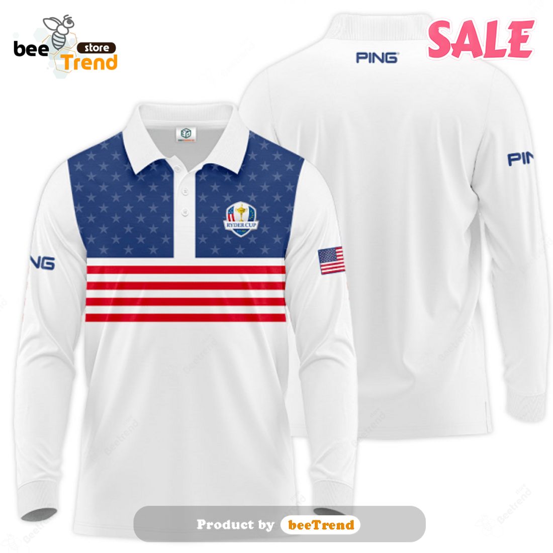 SALE] Ryder Cup x PING 3D Apparels Stars Lines White Polo Shirt -  Beetrendstore Store