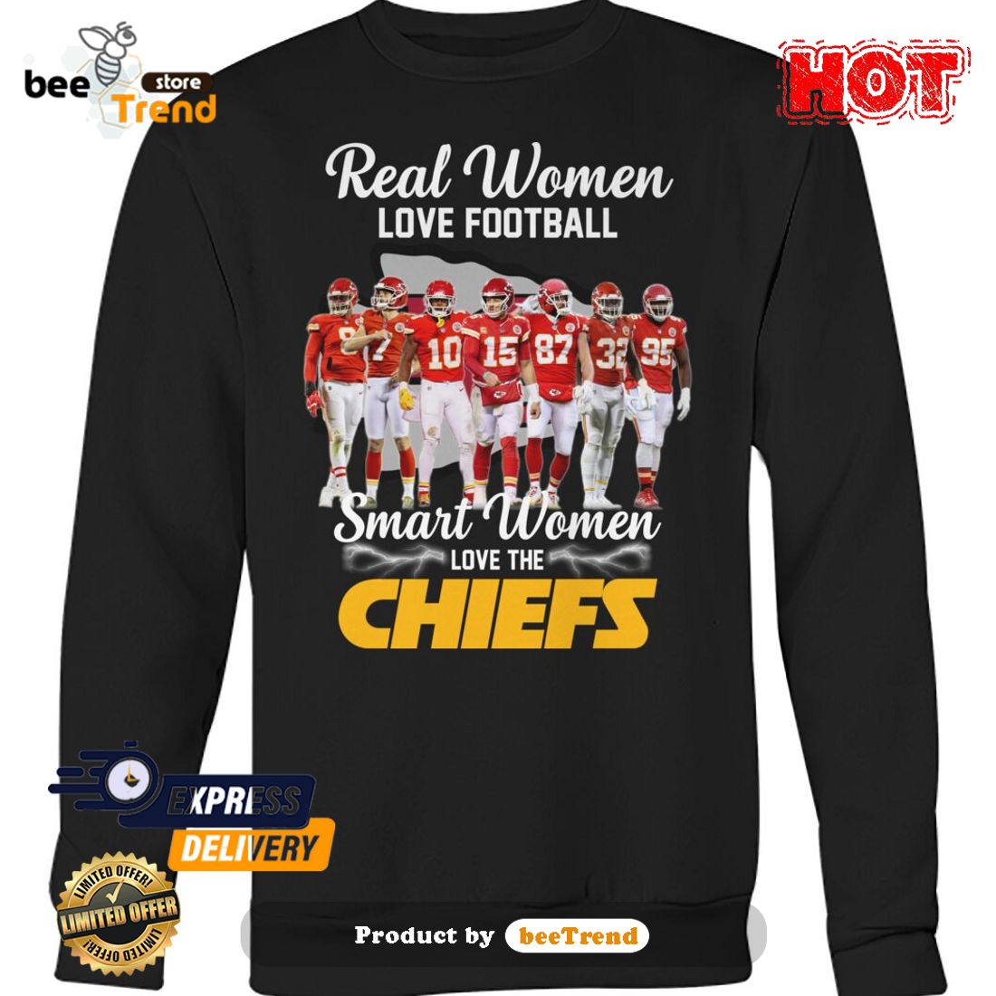 NEW Fashion Real Women Love Football Smart Women Love The Kansas City Chiefs  2023 Unisex T