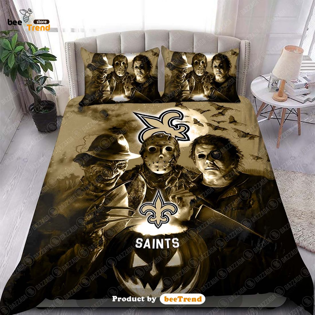 TRENDING NFL New Orleans Saints Halloween Horror Movie Bedding Set -  Beetrendstore Store