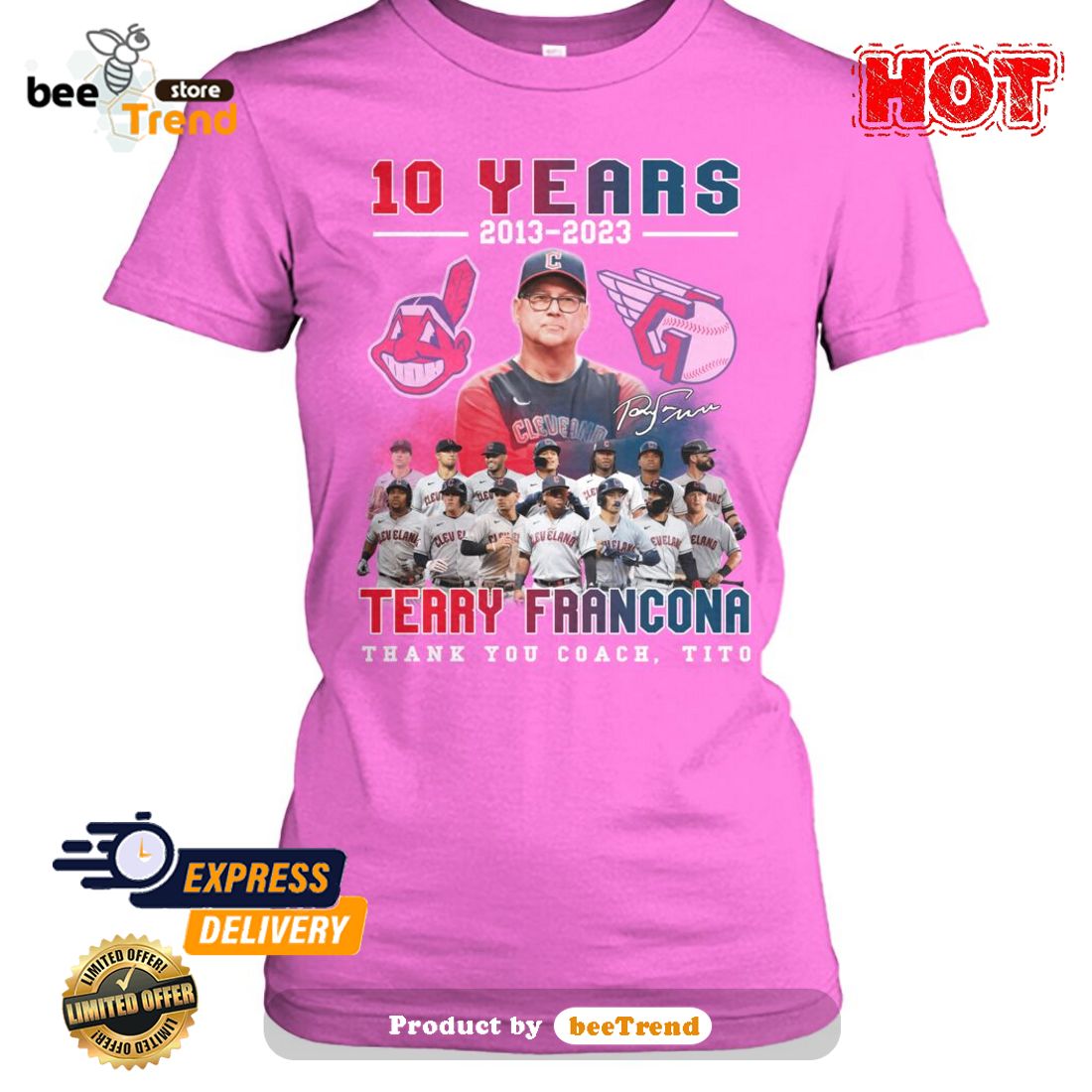 HOT 10 Years 2013-2023 Terry Francona Thank You Coach, Tito Classic T-Shirt  - Beetrendstore Store