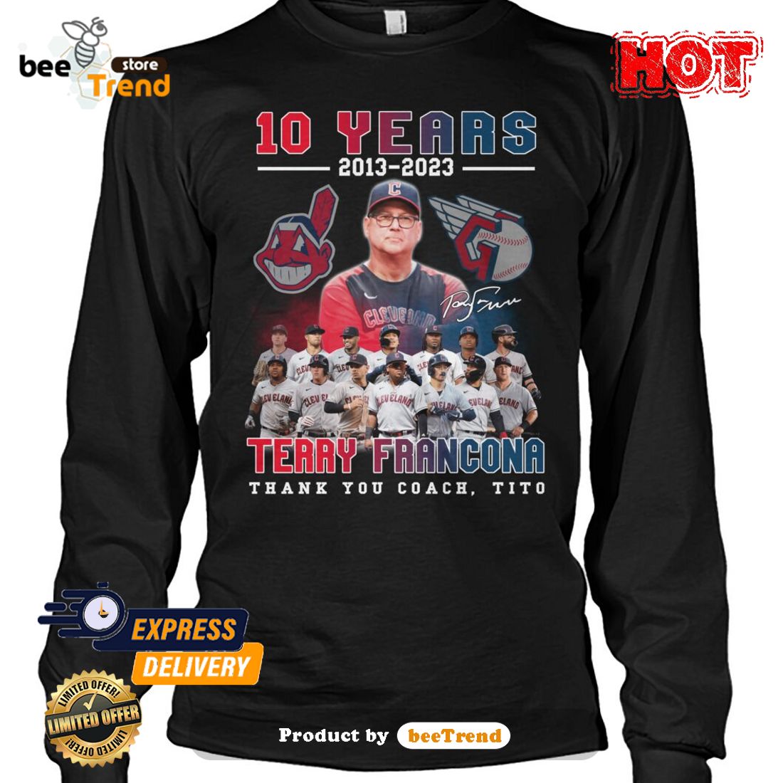 HOT 10 Years 2013-2023 Terry Francona Thank You Coach, Tito Classic T-Shirt  - Beetrendstore Store