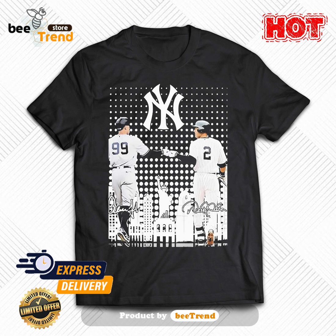 Aaron Judge and Derek Jeter New York Yankees signatures shirt