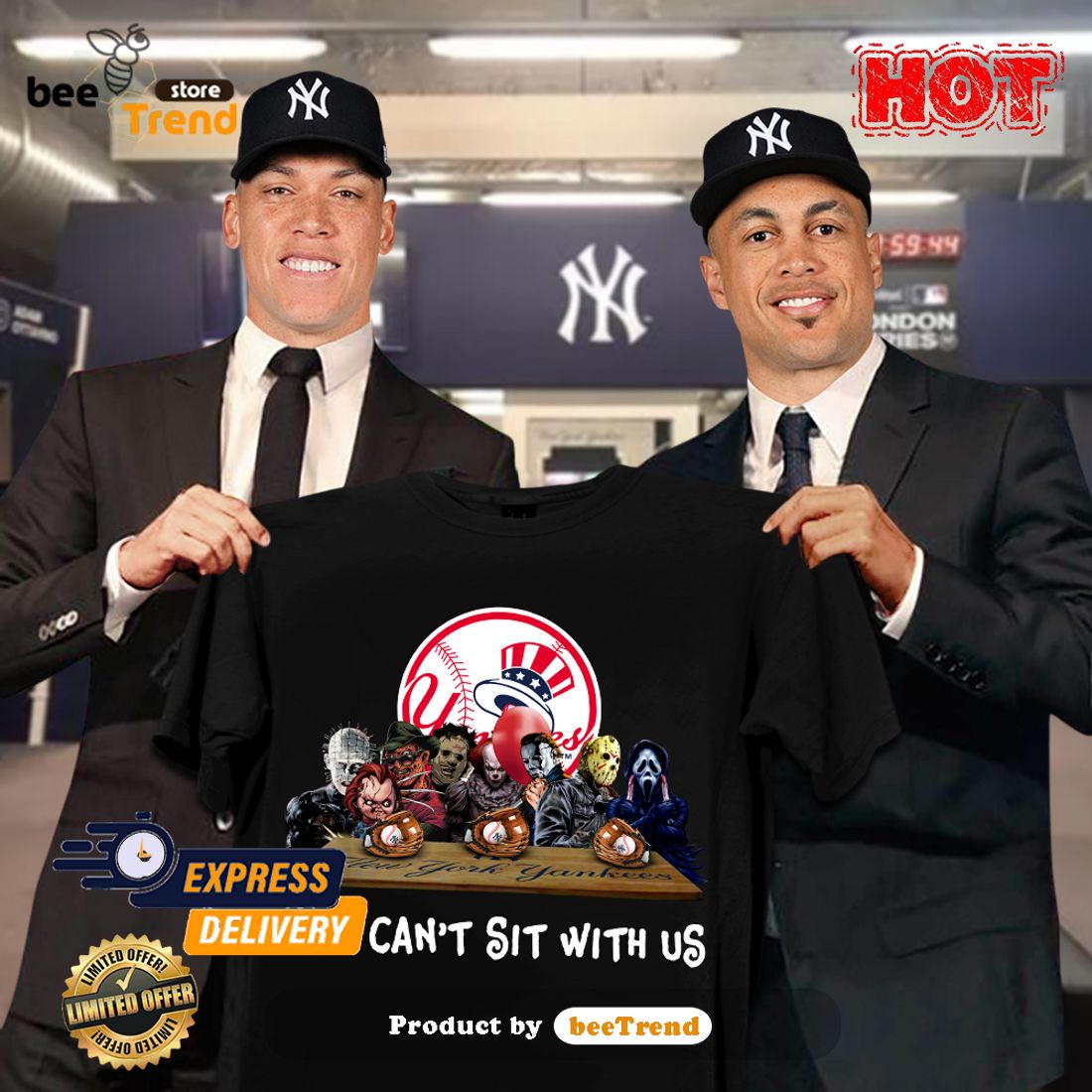 Official new York Yankees You Can't Sit With Us Horror Characters