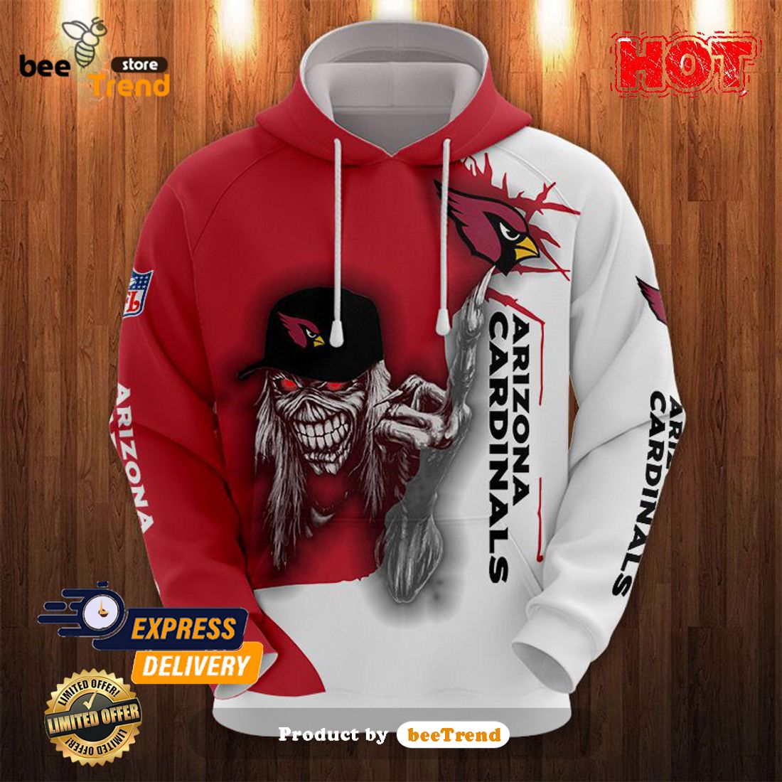 Arizona Cardinals Hoodie 3D one way Sweatshirt