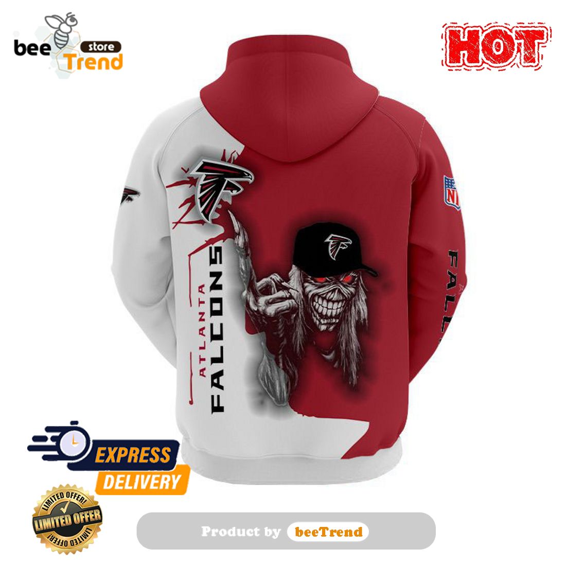 NFL Atlanta Falcons Skull Cap Red 3D Hoodie All Over Print Unique Atlanta  Falcons Gifts - T-shirts Low Price