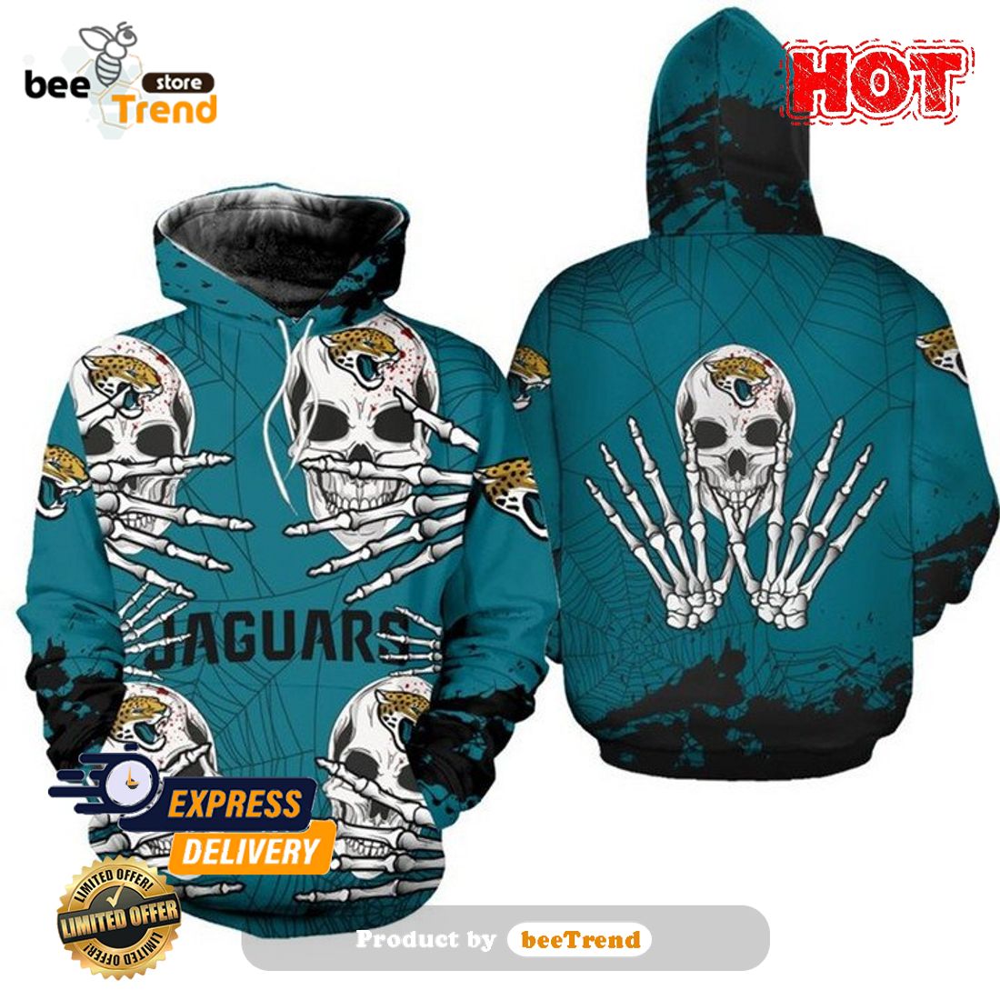 NFL Jacksonville Jaguars Legends 3D Pullover Hoodie For Fans