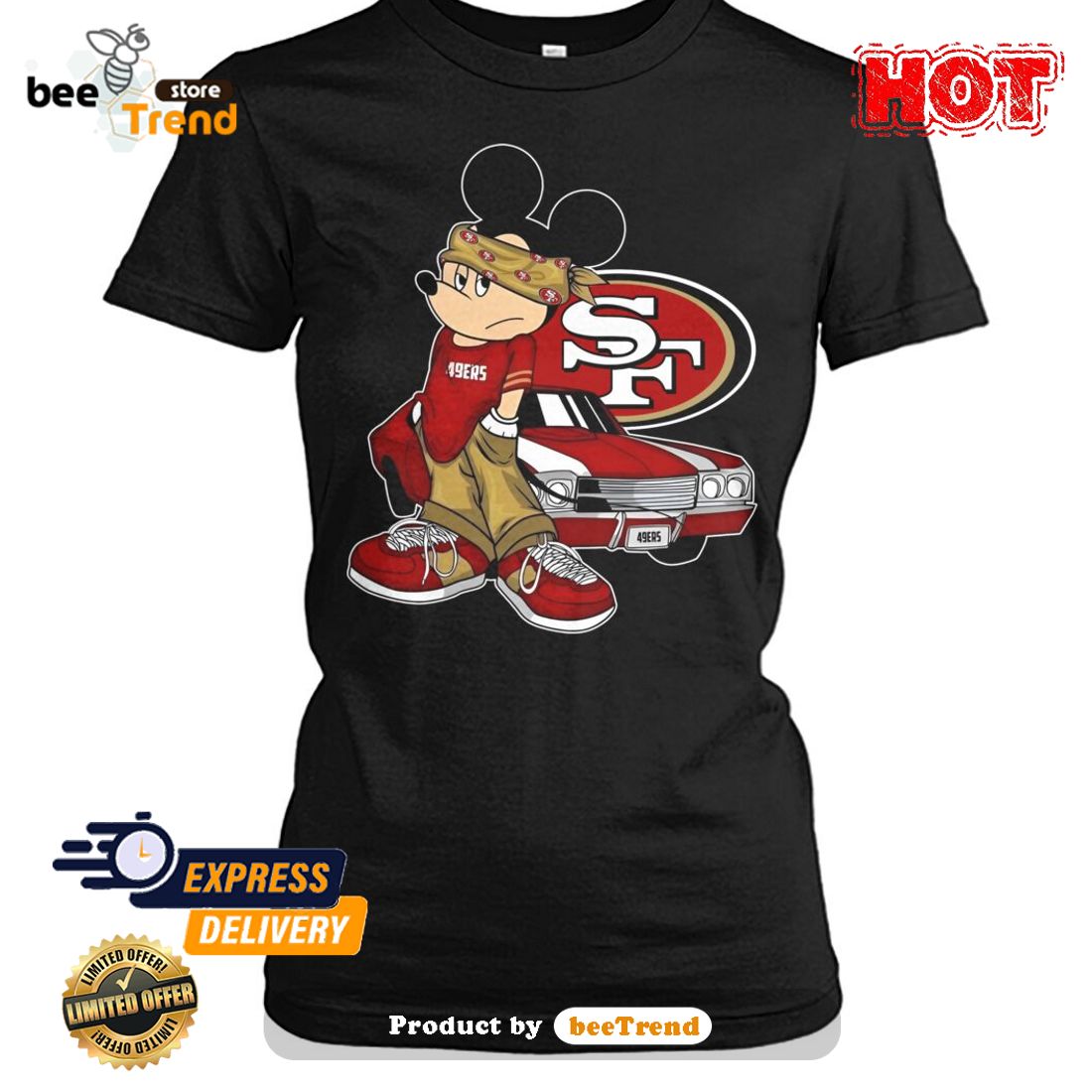 HOT San Francisco 49ers Mickey Mouse With Car Style Classic T-Shirt -  Beetrendstore Store