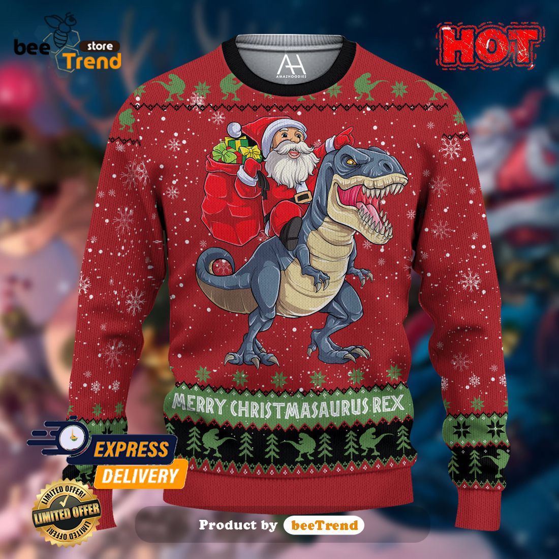 Gearhumans 3D Green Bay Packers Christmas Ugly Sweater