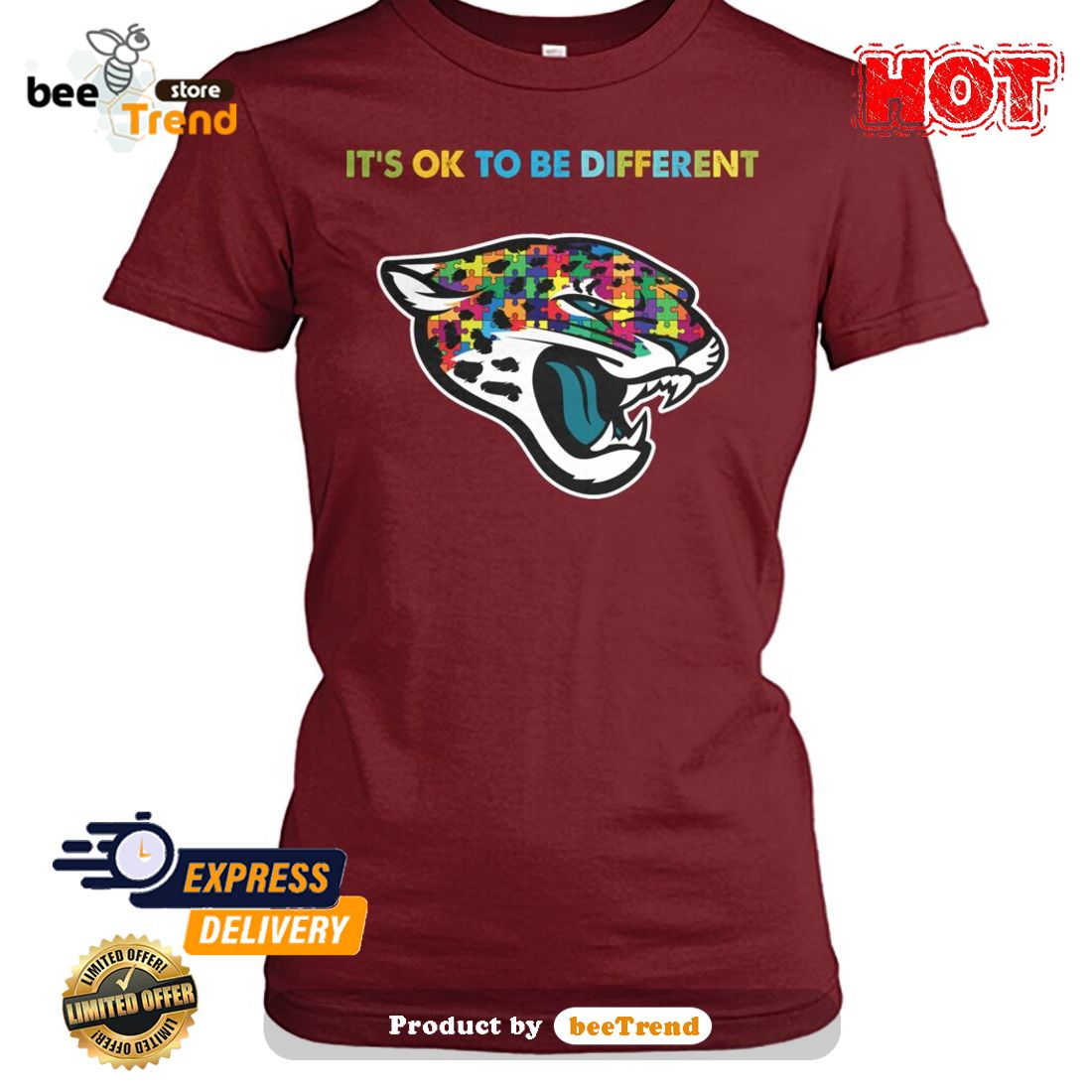 HOT TREND Jacksonville Jaguars It's OK To Be Different-Unisex T