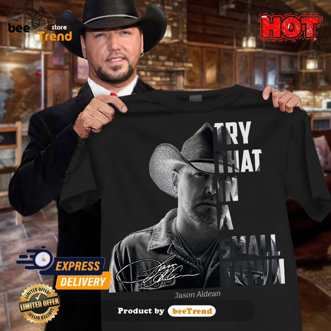 Try That In A Small Town Jason Aldean Black Design Baseball Jersey