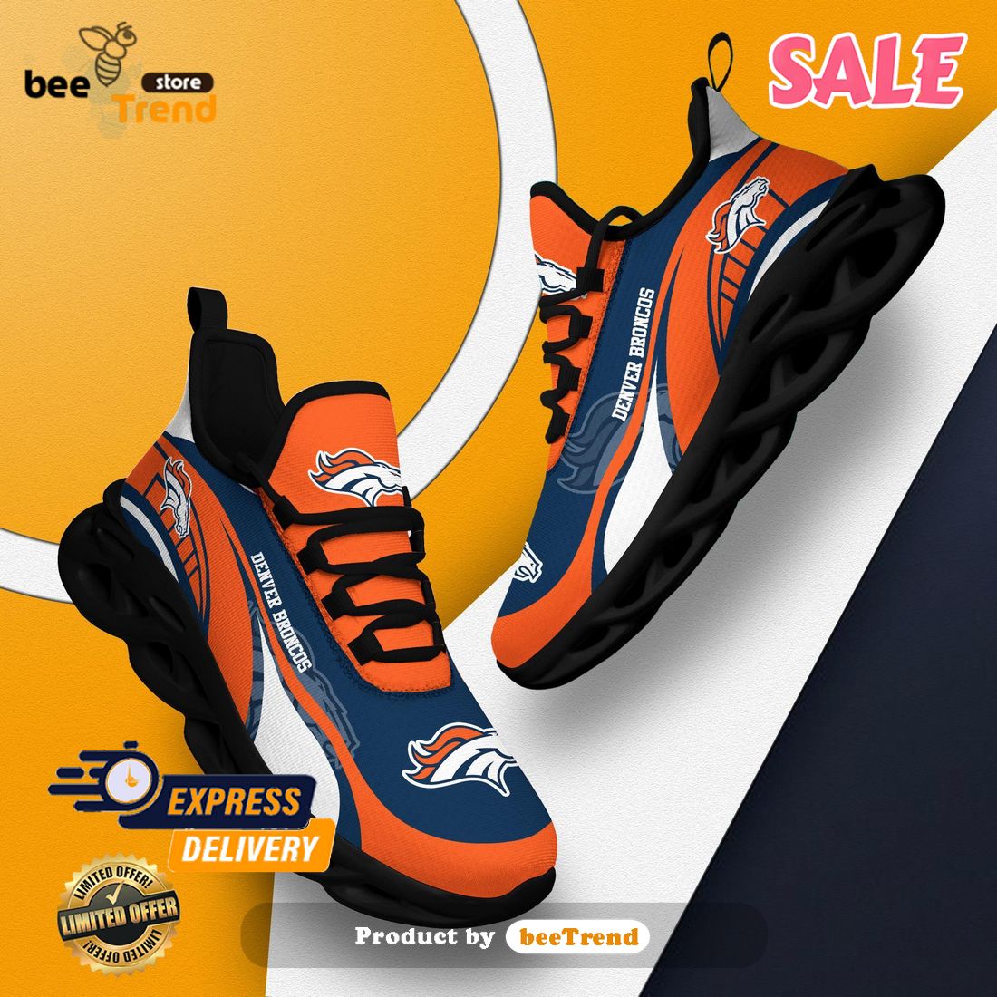 SALE] Denver Broncos Sneakers Max Soul Trending 2023 - Beetrendstore Store