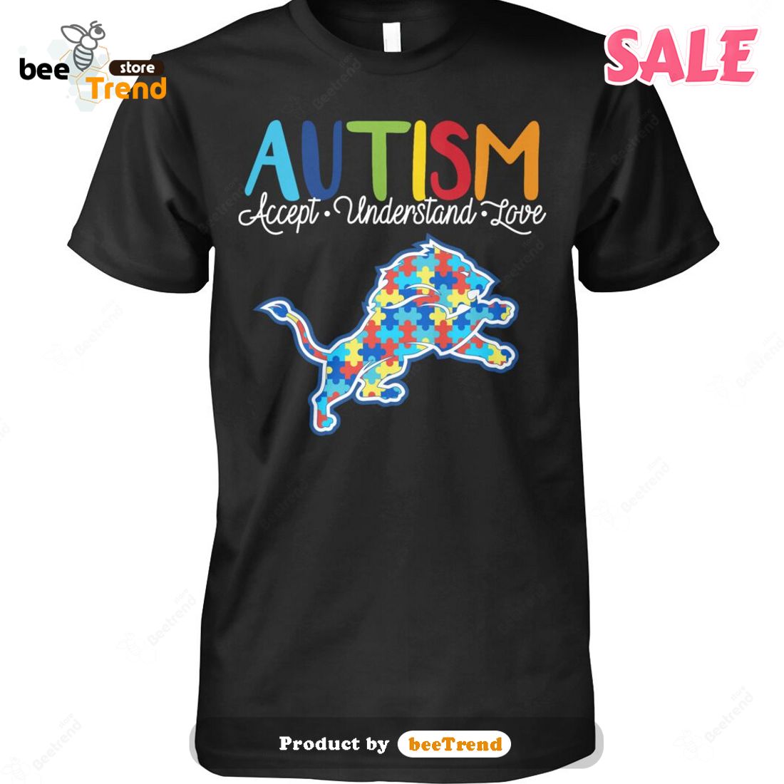 SALE Detroit Lions Autism Accept Understand Love 2023 Classic T-Shirt -  Beetrendstore Store