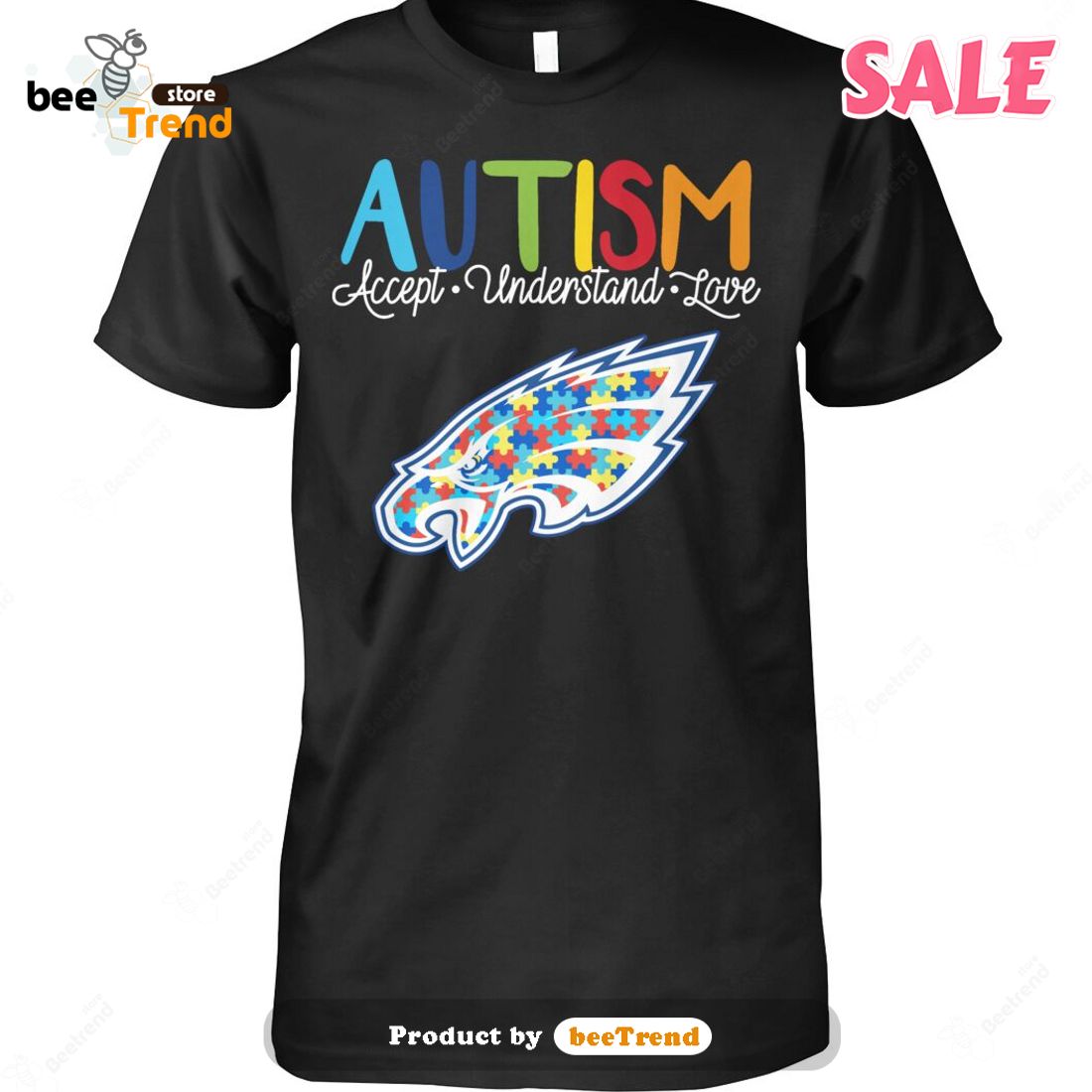 SALE Philadelphia Eagles Autism Accept Understand Love 2023 Classic T-Shirt  - Beetrendstore Store