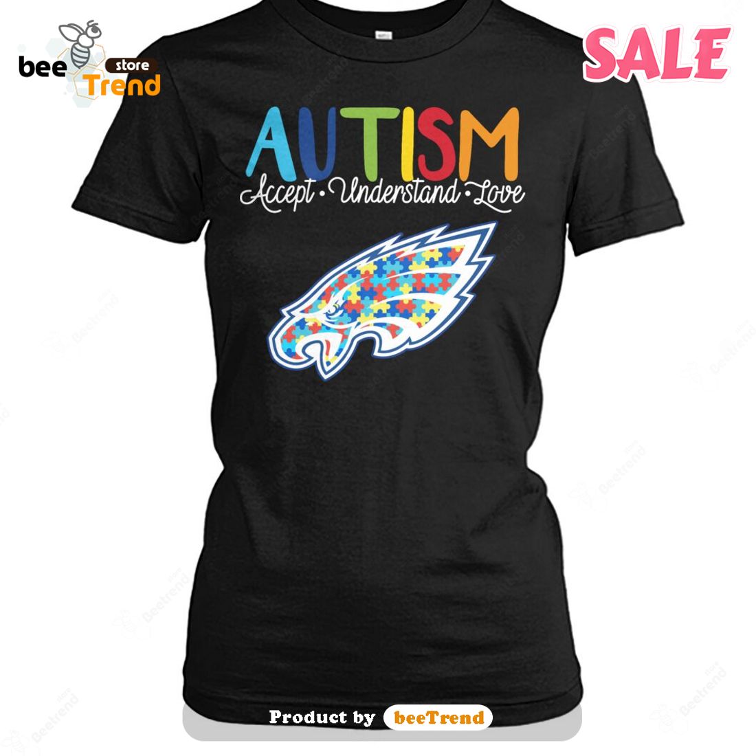 SALE Philadelphia Eagles Autism Accept Understand Love 2023 Classic T-Shirt  - Beetrendstore Store