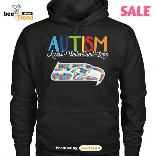 SALE Seattle Seahawks Autism Accept Understand Love 2023 Classic T