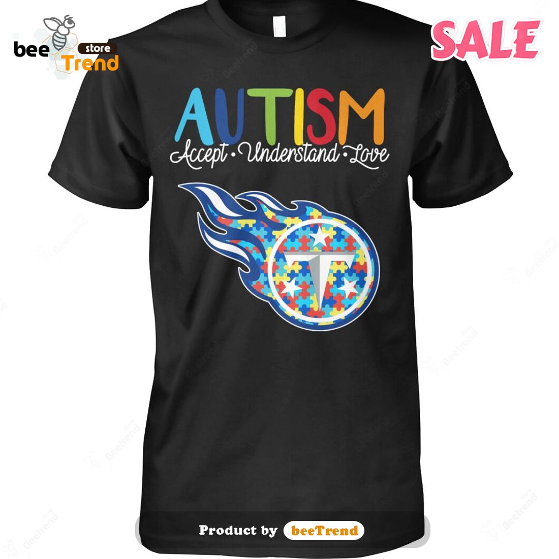 SALE Tennessee Titans Autism Accept Understand Love 2023 Classic T