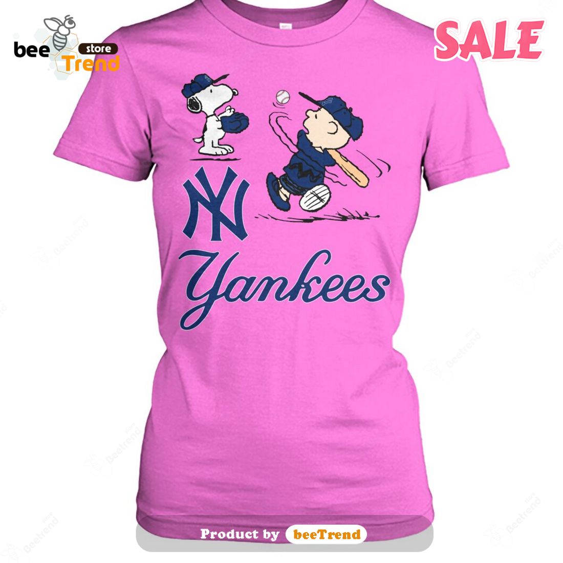 SALE Yankees Snoopy Cartoon Sports Classic T-Shirt - Beetrendstore Store