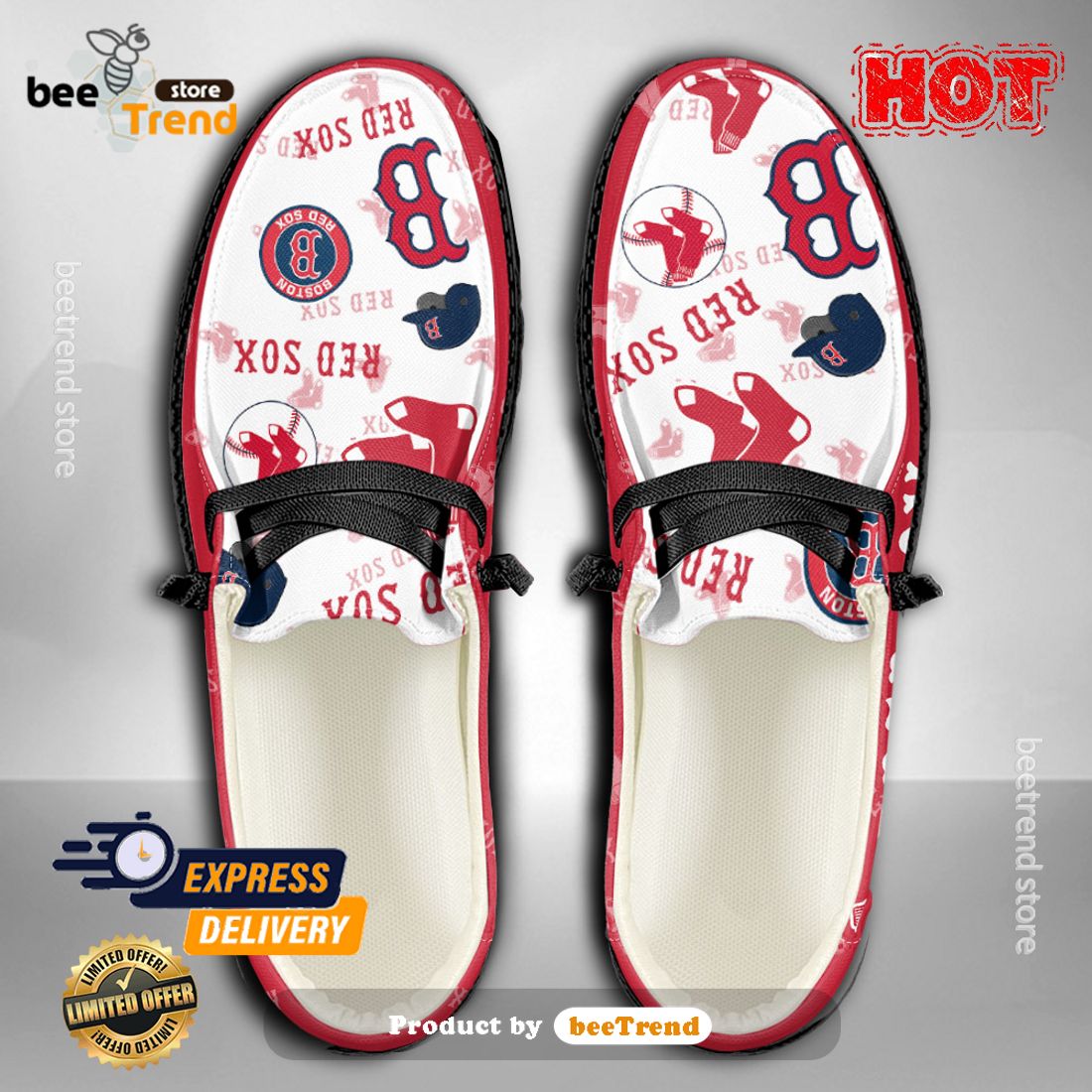 MLB Boston Red Sox Custom Name Hey Dude Shoes - Torunstyle