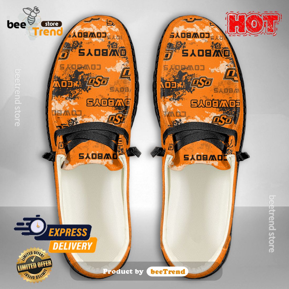 NCAA Oklahoma State Cowboys Custom Name Hey Dude Shoes 01 M7 - Storecustom89