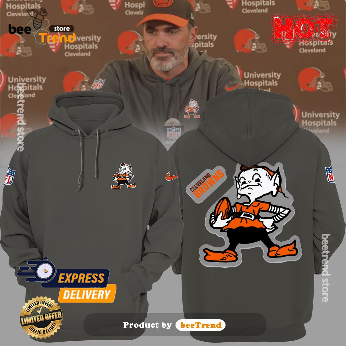 Cleveland Browns Skull 3D Hoodie All Over Print Cleveland Browns Gifts For  Him - T-shirts Low Price