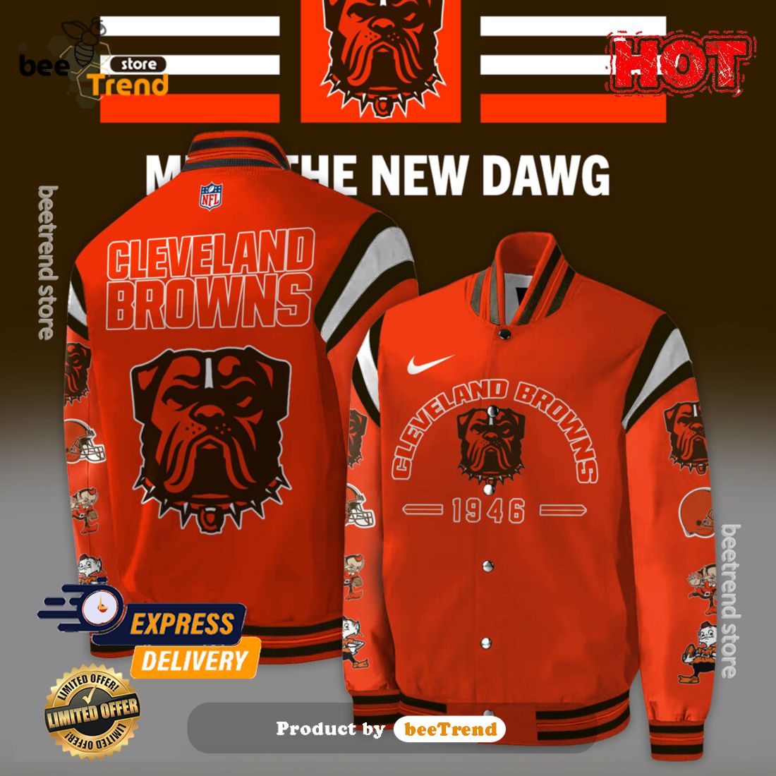 Cleveland Browns Dawg New Logo Baseball Jacket 