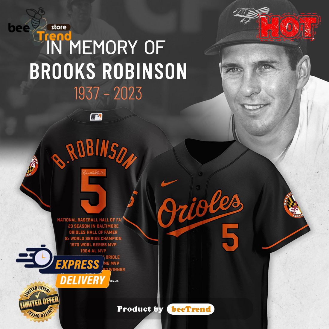 In Memory Of Brooks Robinson 1937 - 2023 Baseball Jersey - Torunstyle