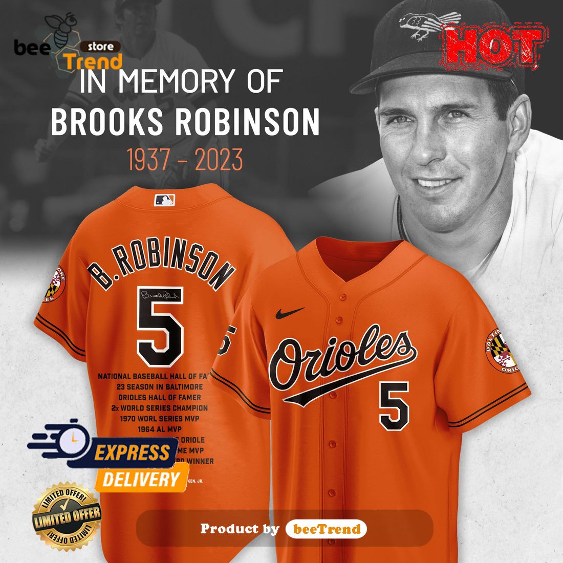 In Memory Of Brooks Robinson 1937 - 2023 Baseball Jersey - Torunstyle