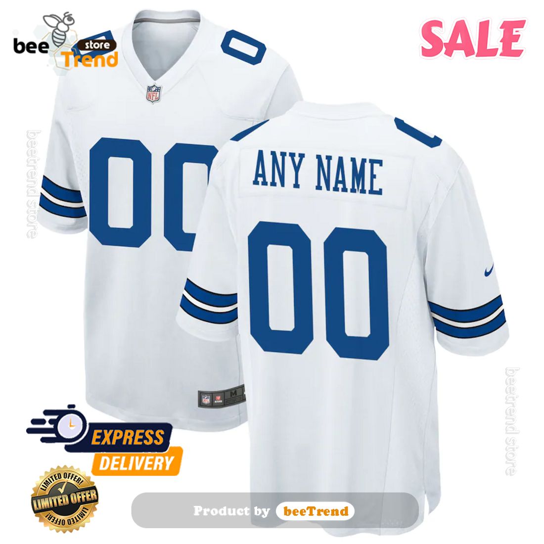  Custom Light Blue & White Casual Football Fan Jersey  Personalized Team Name and Your Numbers : Clothing, Shoes & Jewelry