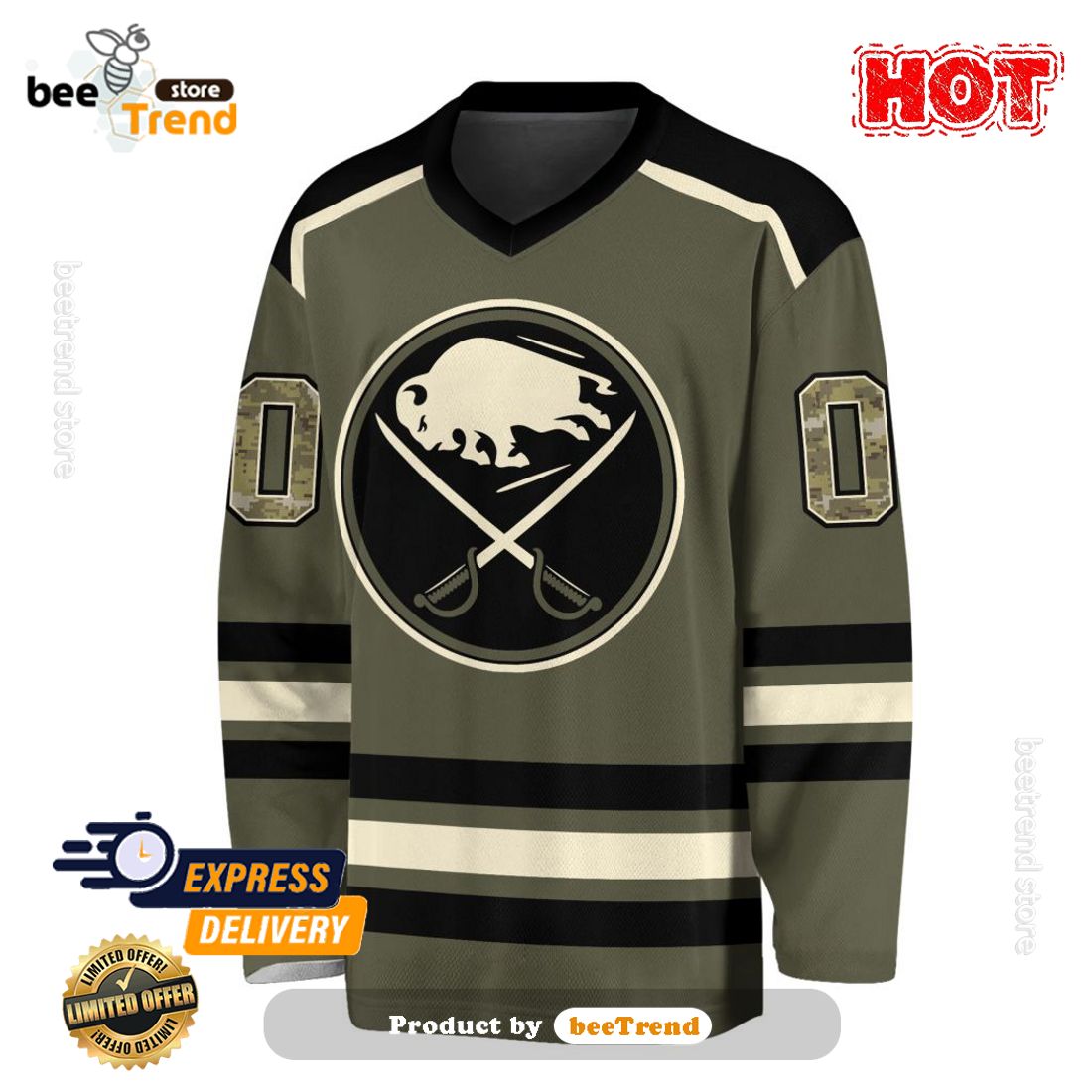 SALE Custom NHL Buffalo Sabres Special Camo V-Neck Long Sleeve -  Beetrendstore Store