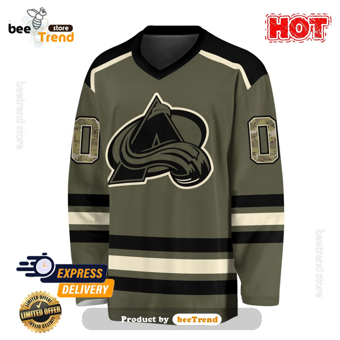 SALE Custom NHL Colorado Avalanche Special Camo V-Neck Long Sleeve