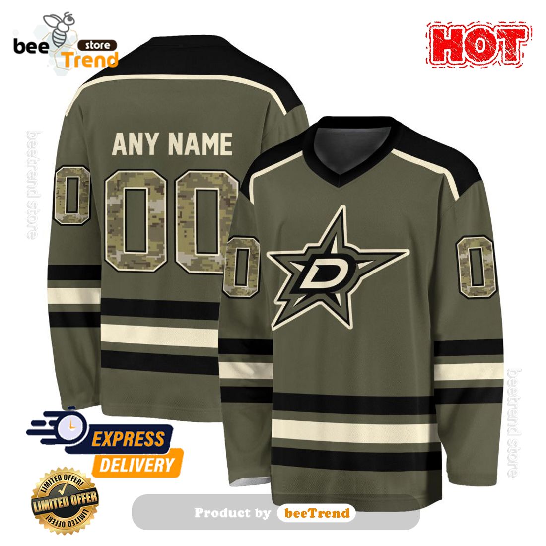 NHL Dallas Stars Custom Name Number Jersey Halloween Zip Up Hoodie