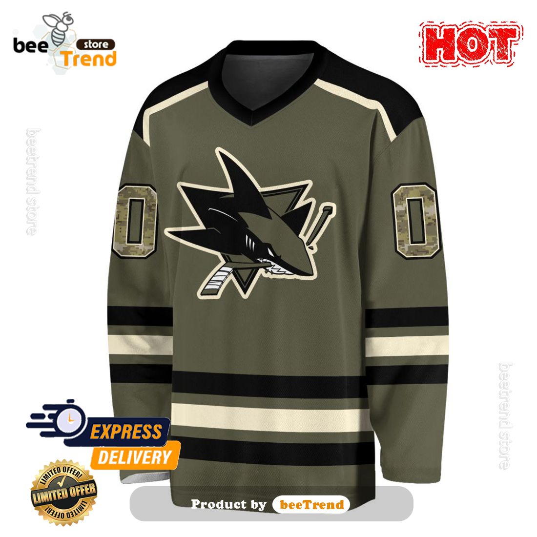 NHL San Jose Sharks Custom Name Number Jersey Halloween T-Shirt