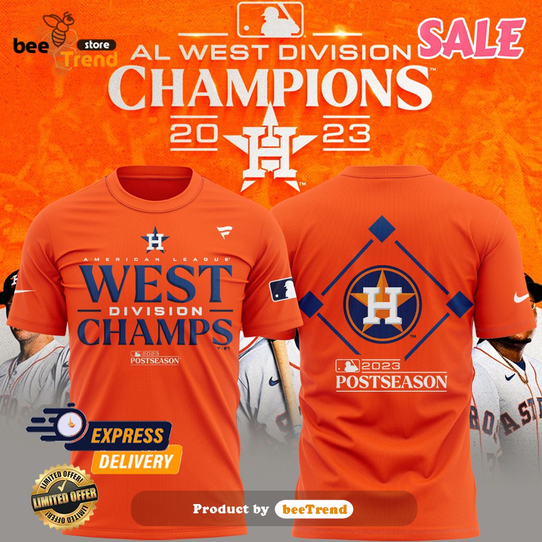 3D All Over Printed Houston Astros 2023 AL West Division Champion