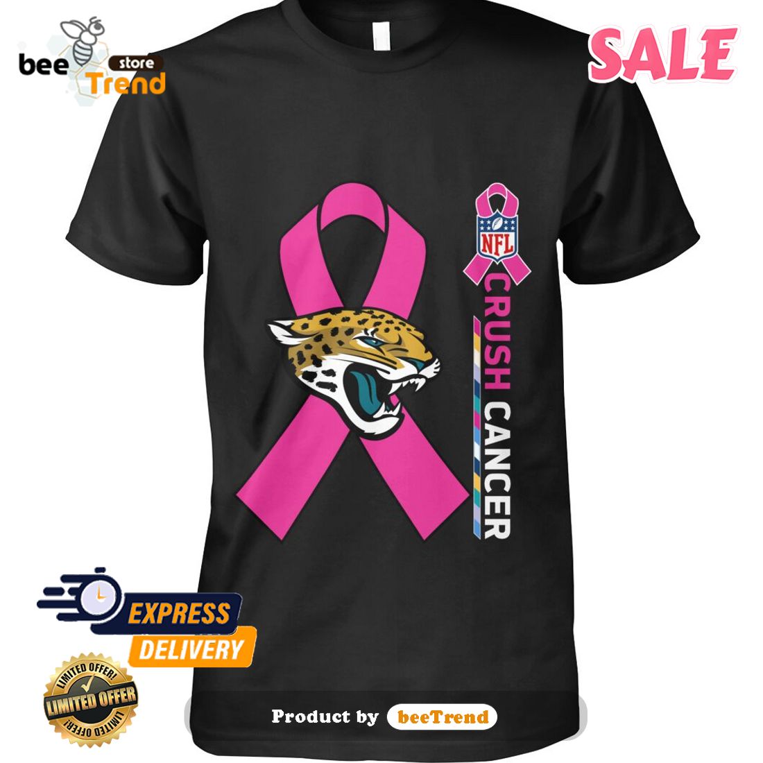 SALE Jacksonville Jaguars Crush Cancer NFL Collections Classic T