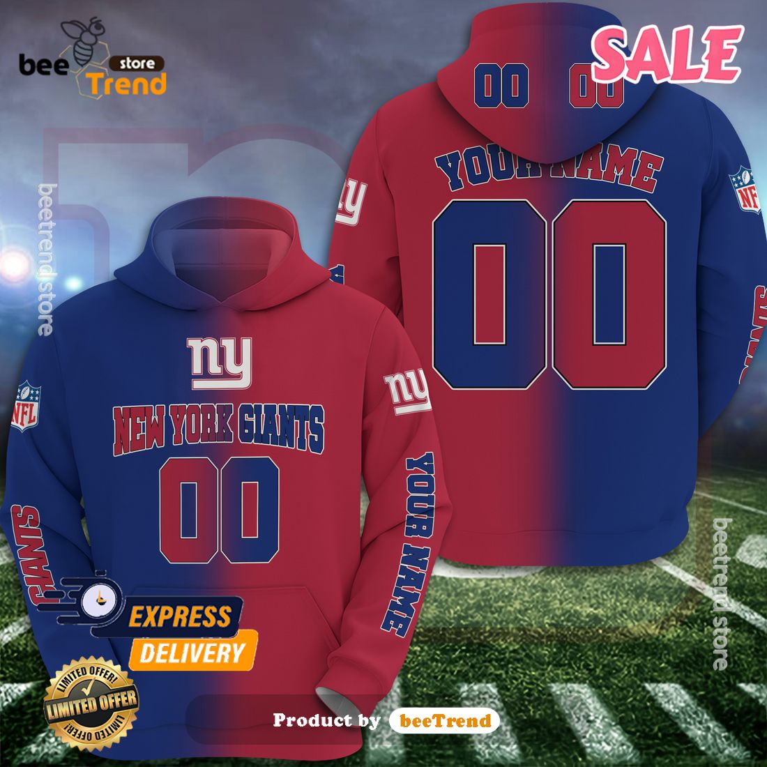 Personalized New York Giants Clothing 3D Vibrant NY Giants Gift