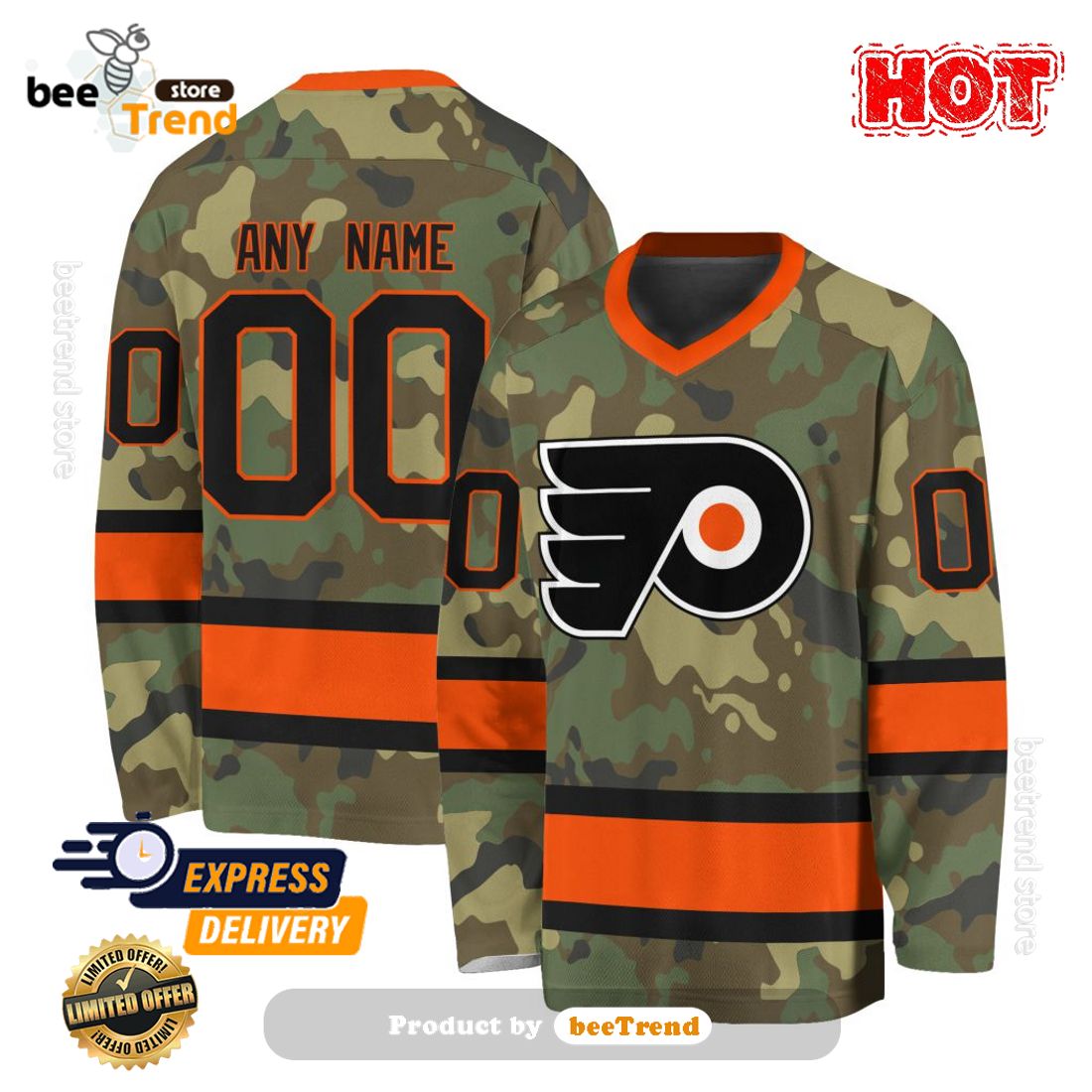SALE Custom NHL Philadelphia Flyers Special Camo V-Neck Long Sleeve -  Beetrendstore Store