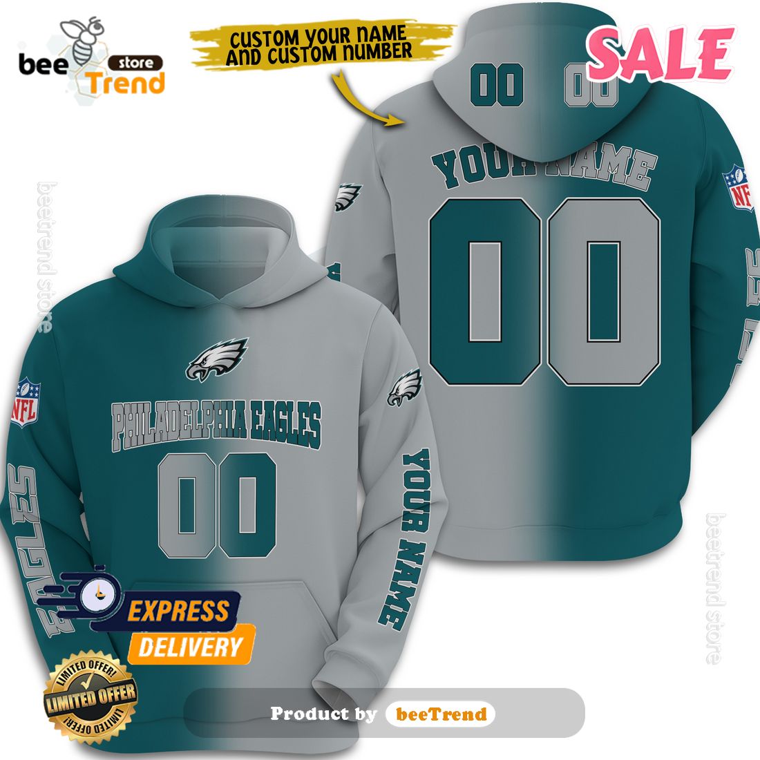 NFL Philadelphia Eagles Custom Name And Number 3D T Shirt