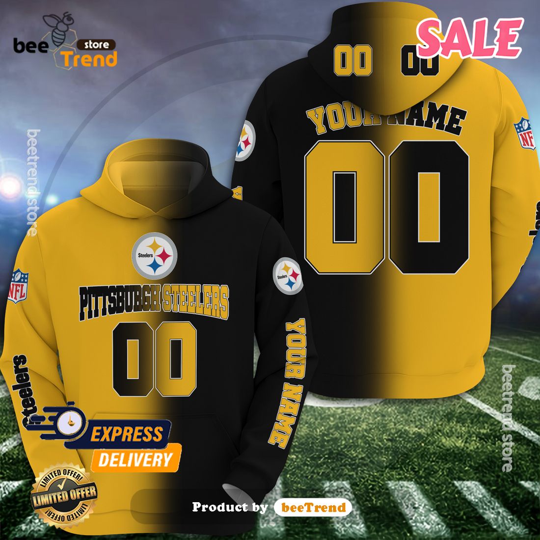 Pittsburgh Steelers CUSTOM Embroidered Shirt -  Worldwide  Shipping